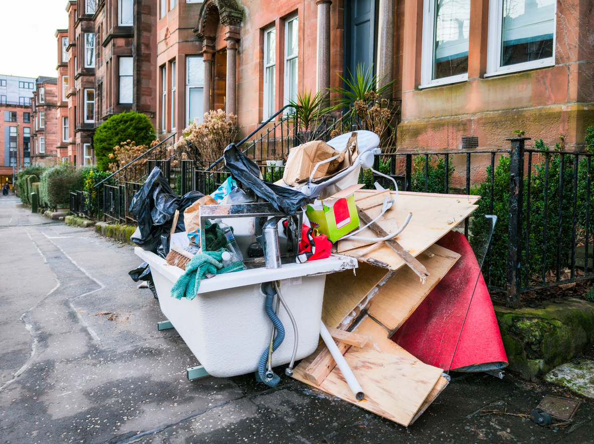 Bulky household items ready for disposal in Glasgow